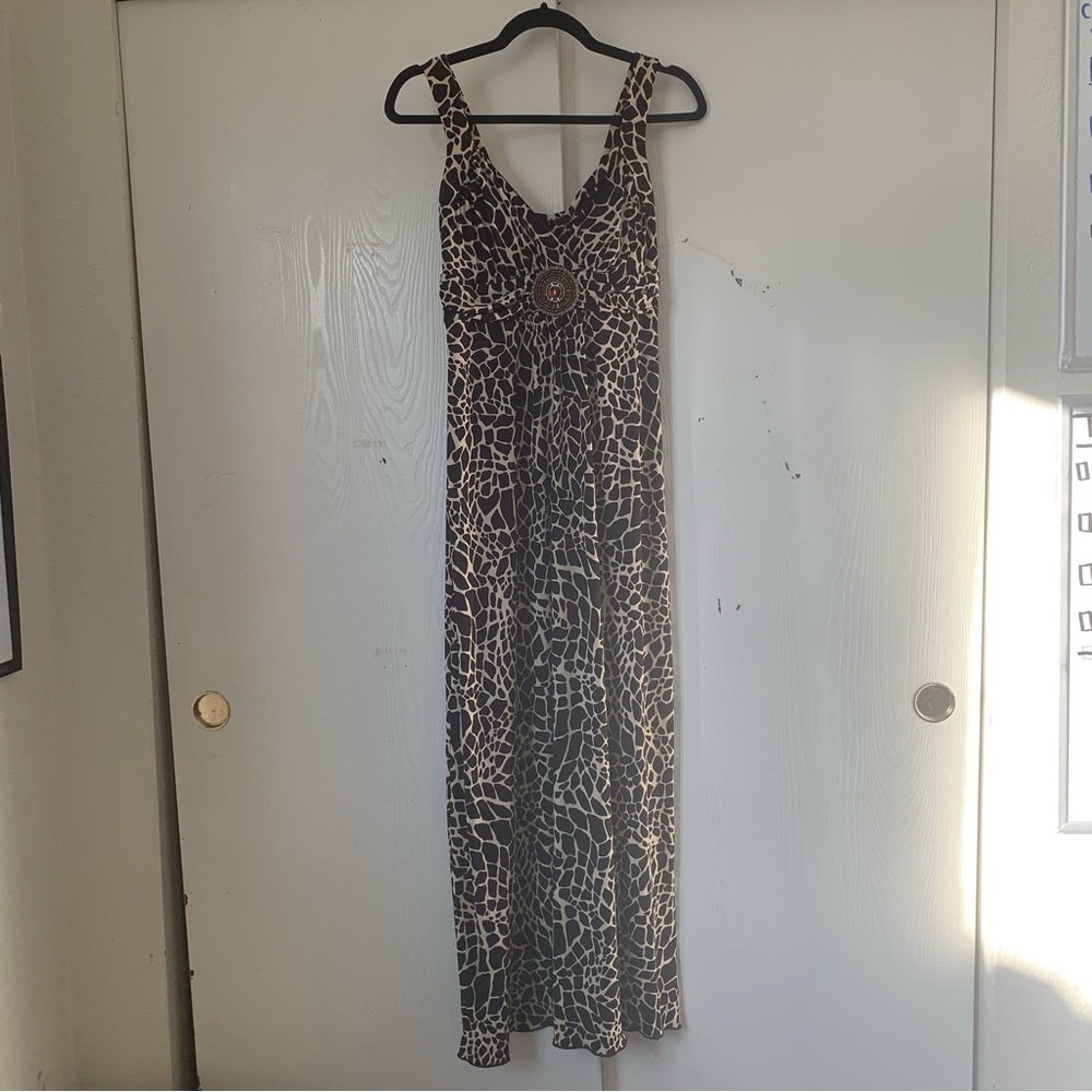 Enfocus Studio giraffe print maxi dress with embellishment